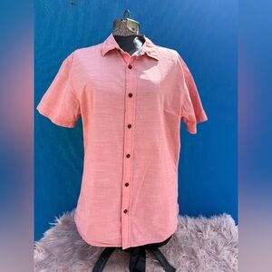 Levi’s Men’s Short Sleeve Button Down Shirt Coral Pink Textured Slub Size M